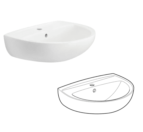 Twyford Option Basin - 550x440mm - 1 Tap Hole Basin In White: Model OT4241WH