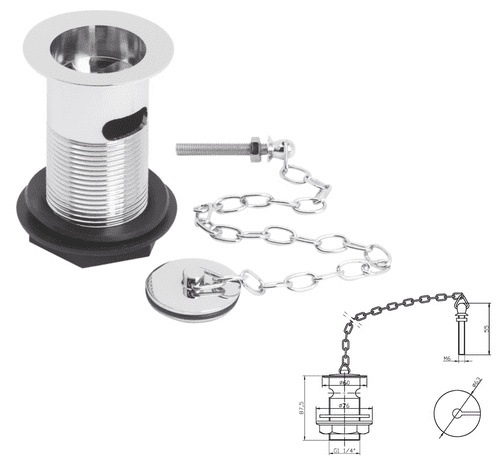 Ultra Basin Waste with Brass Plug & Link Chain, Chrome (Model E353)