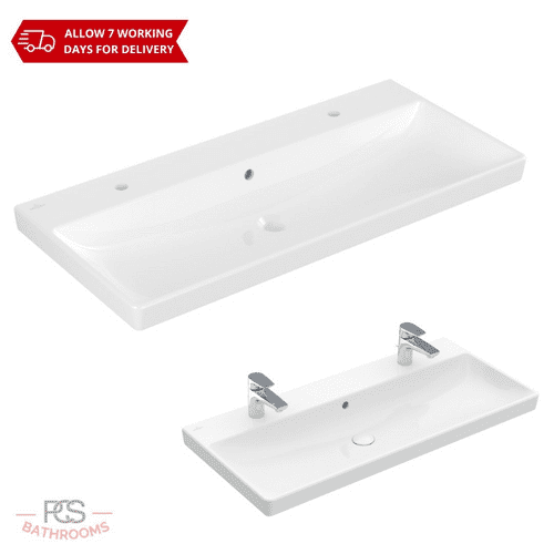 V&B Avento - 1000x470mm - Basin with 2 Tapholes, with Overflow - White - Model 4156.A4.01