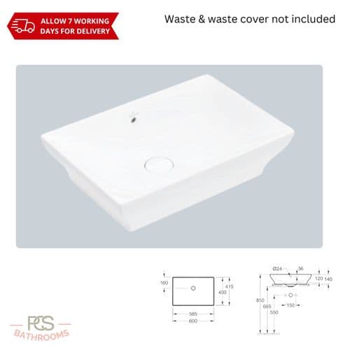 V & B - La Belle - Surface Mounted Washbasin - 600 x 415 x 140mm - Model: 4A01.60.R1