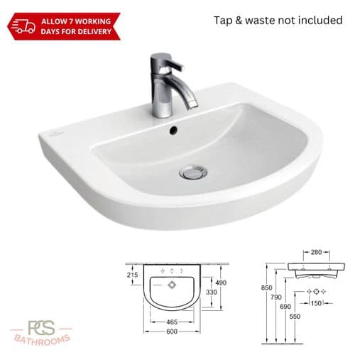 V & B Subway 2 Vanity Basin - 60x49 - 1TH - White - Model: 7114.F0.01