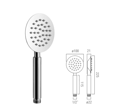Vado Aquablade Round Handset, Chrome, Single Function with Rub-Clean Nozzles - AQB-HANDSET/RO-DB-C/P