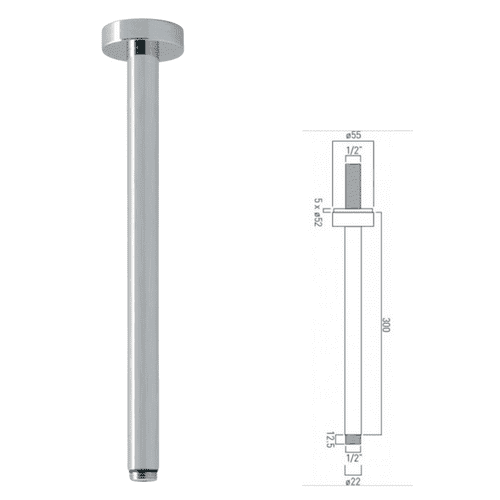 Vado Elements 300mm Shower Arm In Chrome - Model ELE-CMA-12IN-C/P