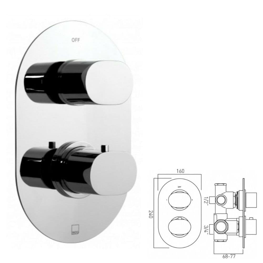 Vado Life Therm Concealed 2 Way Shower Valve Chrome Model LIF148C/2C/P