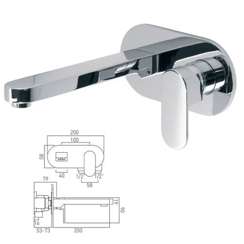 Vado Life Wall Mounted Basin Mixer Tap 200mm Spout Chrome (Model LIF-109S/A-200-C/P)