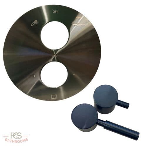 Vado Origins 2 outlet valve trim, etched for bath filler and handset In Black: Model IND-ORI48D2BH-T