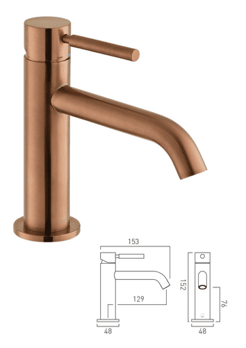 Vado Origins Mono Basin Mixer Tap, Brushed Bronze, Deck Mounted :  (Model IND-ORI200/SB-BRZ)