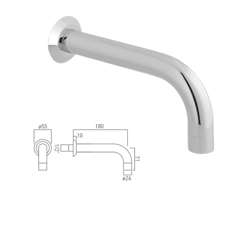Vado Origins Wall Mounted Bath Spout Chrome (Model ORI-140-C/P)