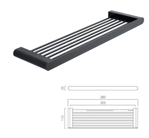 Vado Photon Bathroom Shelf Brushed Black (Model IND-PHO185A-BLK)