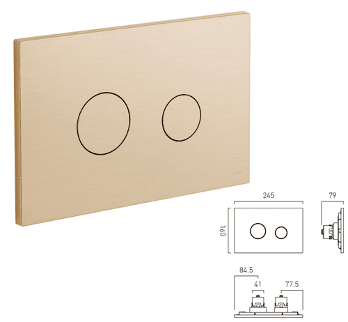 Vado Round Button Dual Flush Plate, Brushed Gold: Model  IND-195-RO-BRG