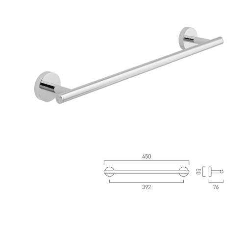 Vado Sirkel Single Towel Rail 450 mm Chrome (Model AX-SIR-184-45-CP)