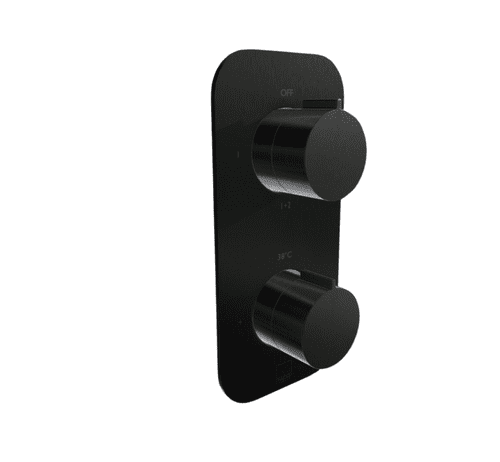 Vado Tablet Altitude Vertical Thermostatic Valve Trim Set, Brushed Black (Model IND‑T148/2‑ALT‑BLK)