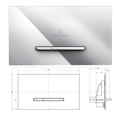Villeroy & Boch ViConnect 300S Dual Flush Plate, Chrome (Model 92218061)