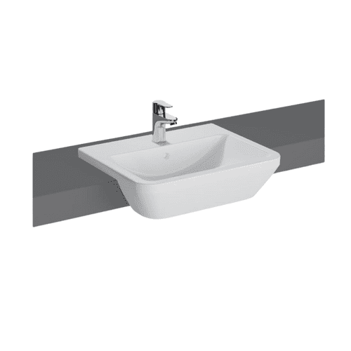 Vitra Integra - 550x450x165mm - Semi Recessed Basin - 1TH - White - Model: 7069B003-0001