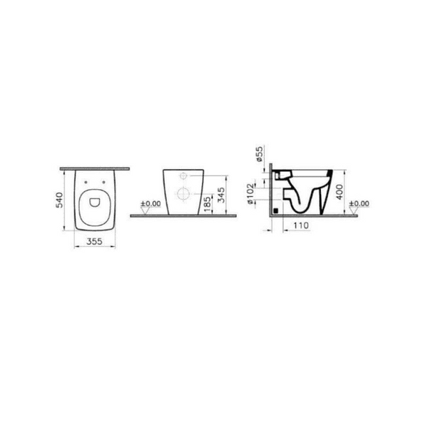 Vitra M Line Back To Wall Close-Coupled WC Pan - White: Model 5677B003-0585