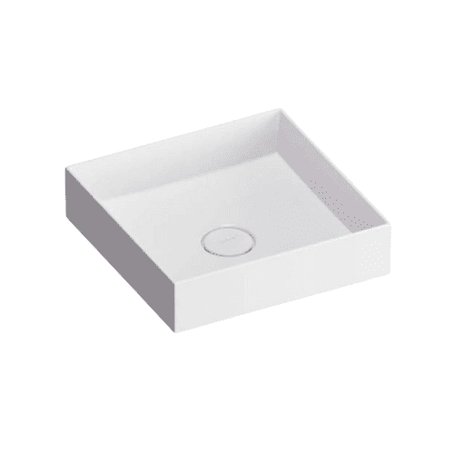 Vitra Memoria 40mm Sq Counter Top Basin - No Tap Holes, Infinit Mineralcast - Model 89002