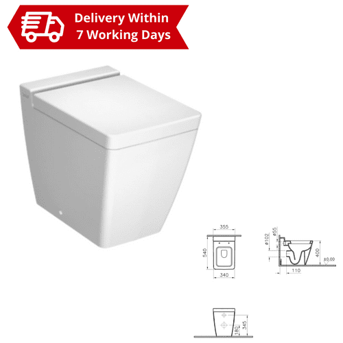 VitraT4 series, Vitra Back-To-Wall Single WC Pan without Bidet Pipe - Model 4465B003-0075