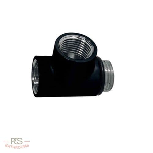 WAS £10 - Towel Rads Tee Piece For Heating Element - Black - Model 123011