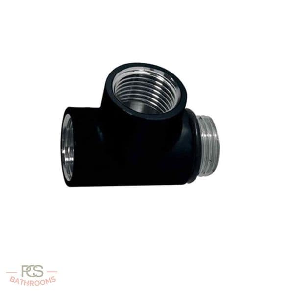WAS £10 - Towel Rads Tee Piece For Heating Element - Black - Model 123011