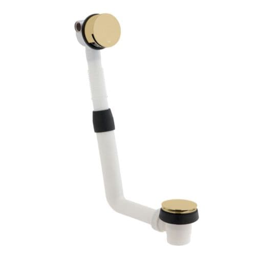 Was £125 Vado Push Type Bath Filler Waste With Extended Rigid Pipe Brushed Gold - Model WG-81389-BRG