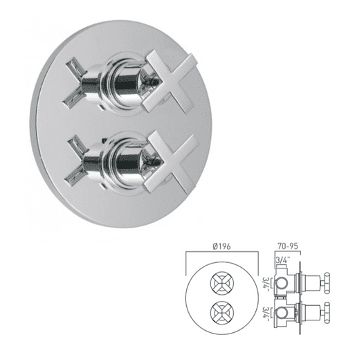 WAS £169 Vado Tonic, Concealed Single Outlet, 2 Handle Thermostatic Shower Valve -TON-348C-3/4-C/P