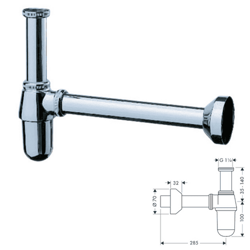 WAS £17.97 - Hansgrohe Large Bottle Trap In Chrome - Model Number 52010000