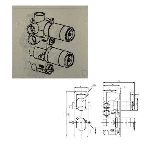 WAS £175 - Crosswater Thermostatic Shower Valve - No Levers Or Backplate - Model WLBP2500RC+
