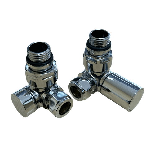 WAS £24.97 - Zehnder Chromax Double Angled Radiator Valve Set In Chrome- Model: C/MAX-MAN-DA-CH