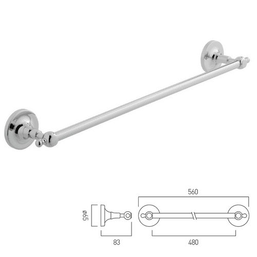 WAS £29.97 - Vado Atom Chrome Towel Rail - 615mm - Model ATO-184-C/P
