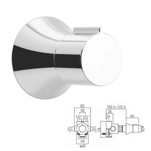 WAS £39.99 Vado Altitude Concealed Diverter Valve In Chrome - Model ALT-144-C/P