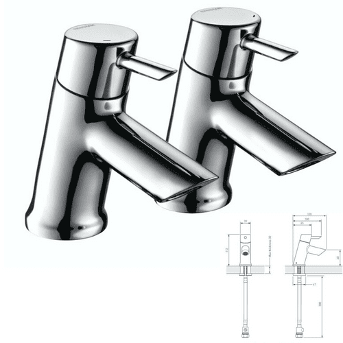 WAS £54.97 - Bristan Acute Basin Pillar Taps In Chrome - Model AE 1/2 C