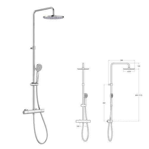 WAS £597 - Roca Even-T Shower Column With Round Head - Model A5A9A2EC00