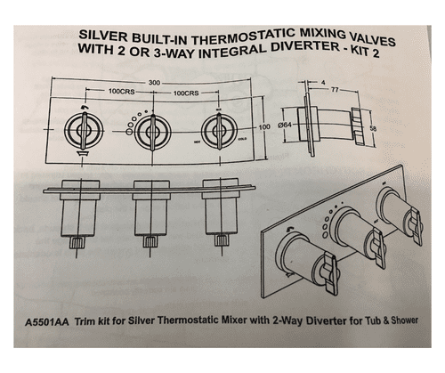 WAS £69.97 Ideal Standard ( A 5501 AA) Silver Shower Valve With Diverter COVER (Kit 2)