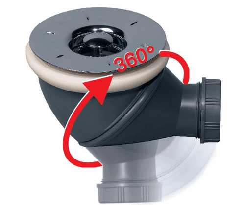 Wirquin James 60mm Shower Tray Waste (Model 334220001), 360 Degree Swivel Facility