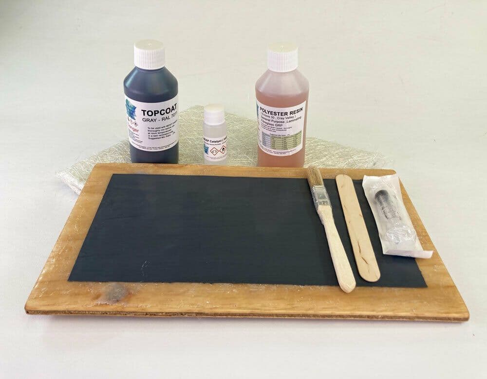 Fibreglass Roof Repair Kit 250g Resin 250g Topcoat GREY
