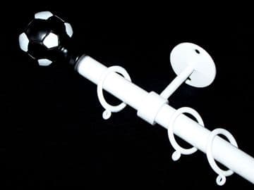 1.2m - 2.1m  Childrens Ceiling Extendable Curtain Pole with Black & White Football Finials