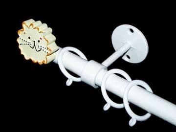 1.2m - 2.1m Childrens Ceiling Extendable Curtain Pole with LION Finials