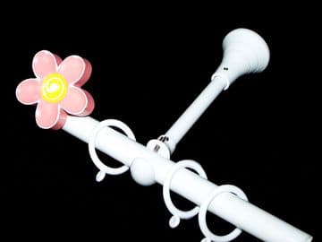 1.2m - 2.1m Extendable Adjustable Designer Bracket Curtain Pole with 3D FLOWER Finials