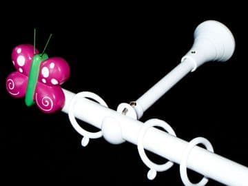 1.2m - 2.1m Extendable Adjustable Designer Bracket Curtain Pole with BUTTERFLY 2 Finials