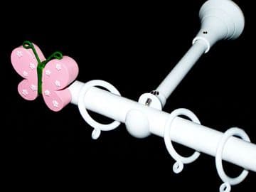 1.2m - 2.1m Extendable Adjustable Designer Bracket Curtain Pole with BUTTERFLY Finials