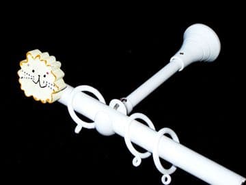 1.2m - 2.1m Extendable Adjustable Designer Bracket Curtain Pole with LION Finials