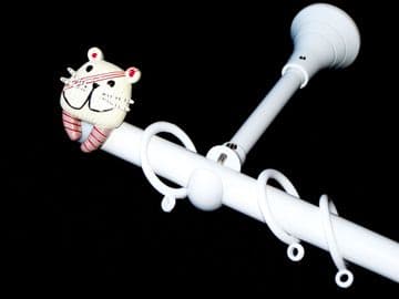 1.2m - 2.1m Extendable Adjustable Designer Bracket Curtain Pole with TIGER Finials