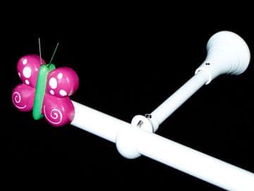 1.2m - 2.1m Extendable Adjustable Designer Bracket Eyelet Curtain Pole with BUTTERFLY 2 Finials