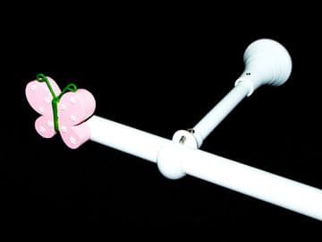 1.2m - 2.1m Extendable Adjustable Designer Bracket Eyelet Curtain Pole with BUTTERFLY Finials