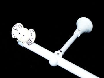 1.2m - 2.1m Extendable Adjustable Designer Bracket Eyelet Curtain Pole with ELEPHANT Finials