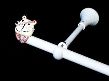 1.2m - 2.1m Extendable Adjustable Designer Bracket Eyelet Curtain Pole with TIGER Finials