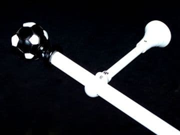 1.2m - 2.1m Extendable Adjustable Designer Bracket Eyelet Pole Black & White FOOTBALL Finial