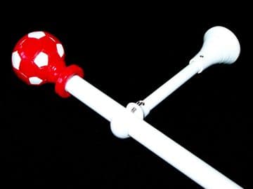 1.2m - 2.1m Extendable Adjustable Designer Bracket Eyelet Pole Red & White FOOTBALL Finials