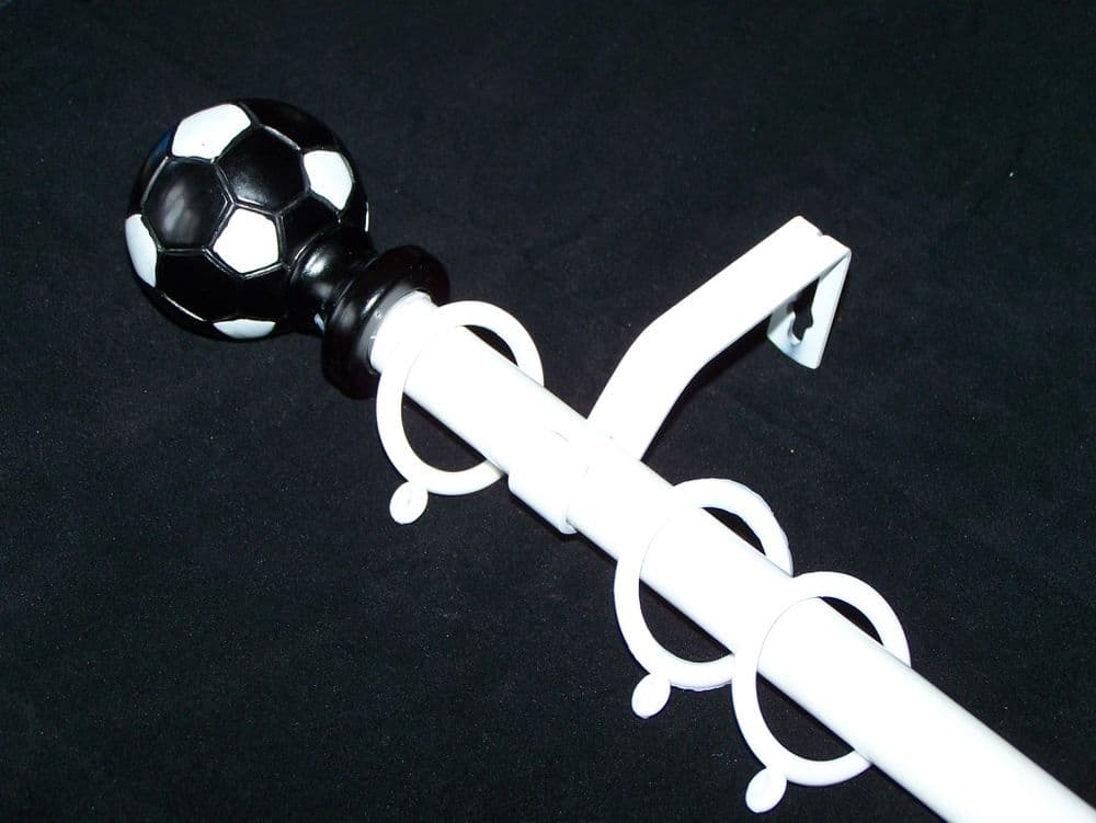 1 2m 2 1m Extendable Curtain Pole with Black & White Football Finials