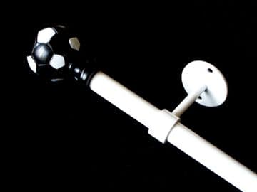 1.2m - 2.1m Extendable Eyelet Ceiling Curtain Pole with BLACK FOOTBALL Finials